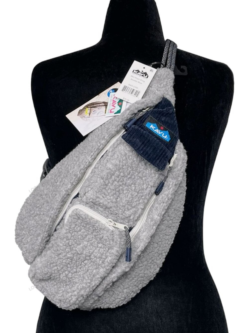 KAVU Mini Rope Snug Sherpa Corduroy Crossbody Sling Bag Boulder Blue NWT